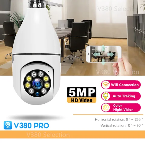 V380 Pro CCTV 전구 카메라 WIFI 5MP 실내 실외 무선 휴대폰 360에 연결