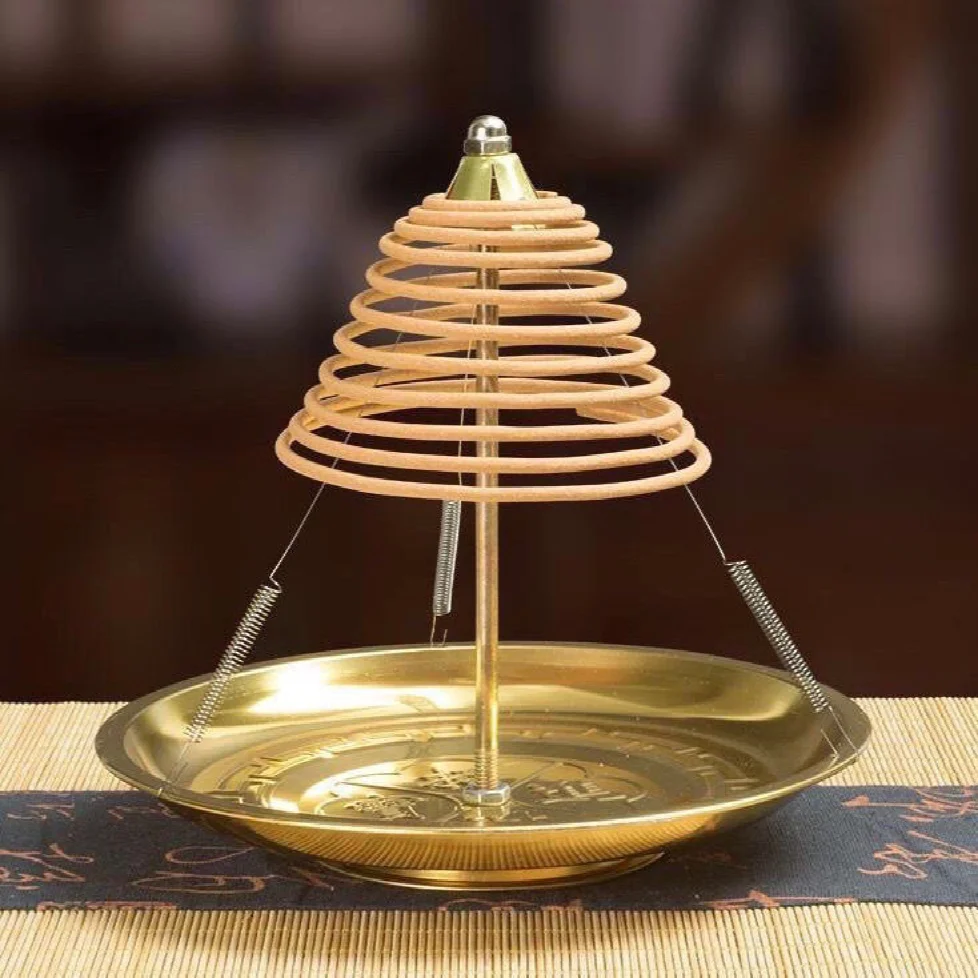 Goldener Räucherstäbchenhalter Chinesische Heimdekoration Räucherplatte Turm Mückenabwehr Räucherstäbchenbrenner 24 Stunden Sandelholz-Räucherwerk...