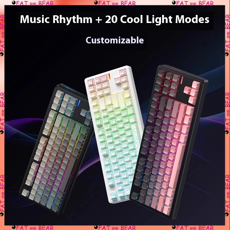 

Riccks RS8 V2 Wireless Gaming Mechanical Keyboard Bluetooth 2.4G Wired 8000mAh RGB Hotswap Support QMK-VIA Keyboard for pc Gamer