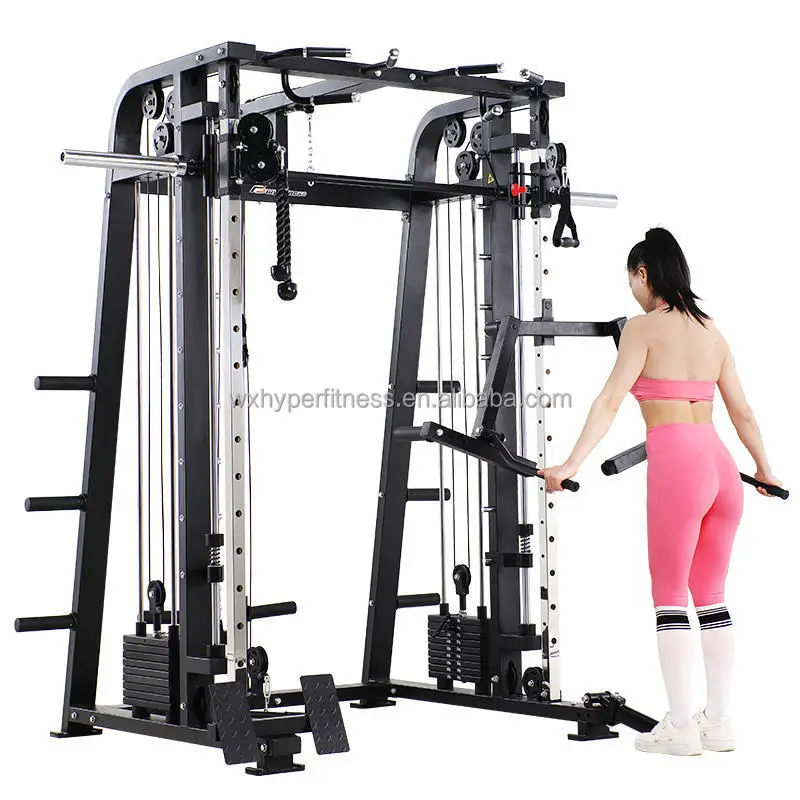 High Quality Integrated Training Fitness Smith Machine Multi-Press Squat Rack for Gym Use-Targets Chest Back Shoulder Exercise