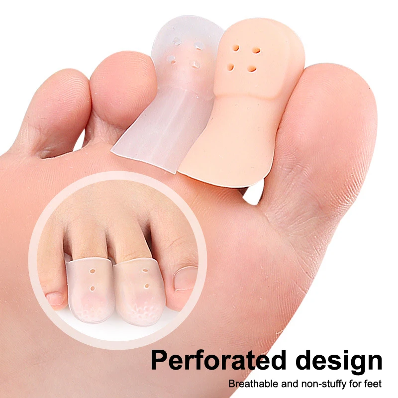 1 زوج العناية بالقدم سيليكون غطاء أصابع القدم مع ثقب ارتداء مقاومة حامي غطاء الإبهام كم بثور الذرة أنبوب لتخفيف الآلام