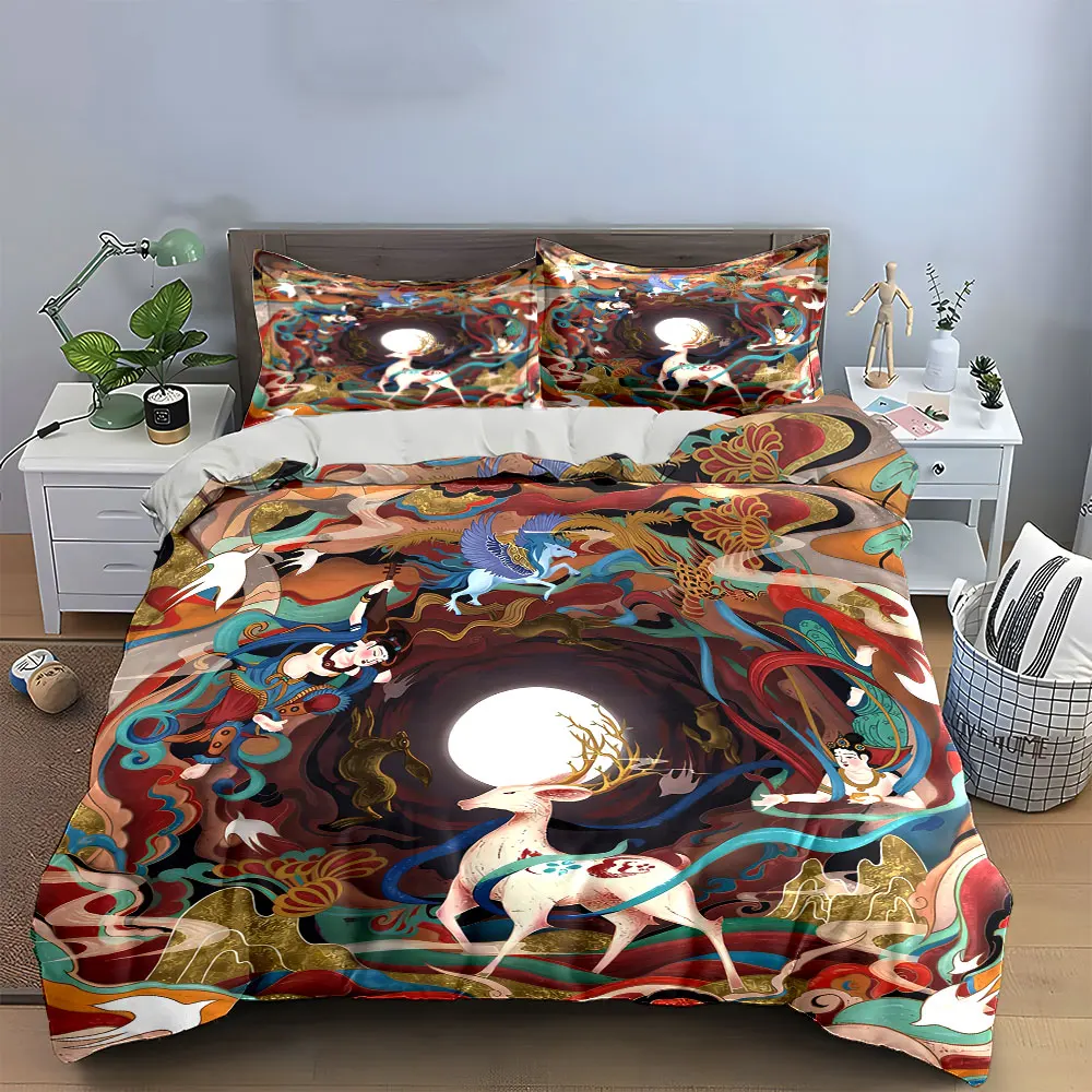 

"Oriental Mythology Art Decor Set" Bedding Set with 1 Duvet Cover 2 Pillowcases Single Double King Queen, Gift