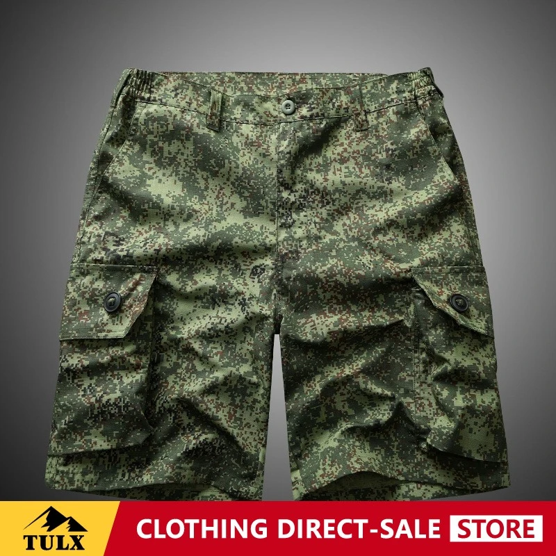 Russian Shorts Summer Camouflage Tactical Shorts Men Wear Resistant Elastic Small Green Man Outdoor Training Five-point Pants