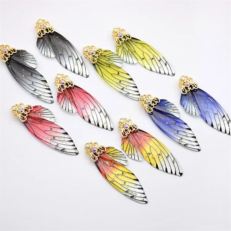 Min order 20pcs/lot acrylic Butterfly wings shape alloy floating locket charms diy jewelry earring accessory