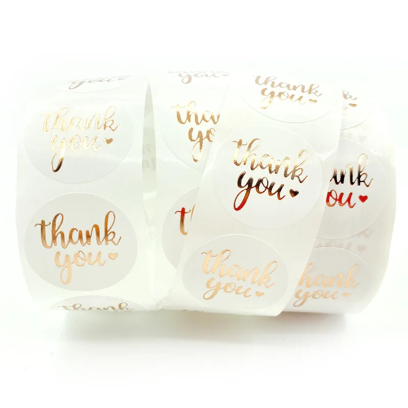 500Pcs/Roll Rose Golden Thank You Decorative Sticker Perfect for Party Gifts Envelopes&Business Packaging Labels