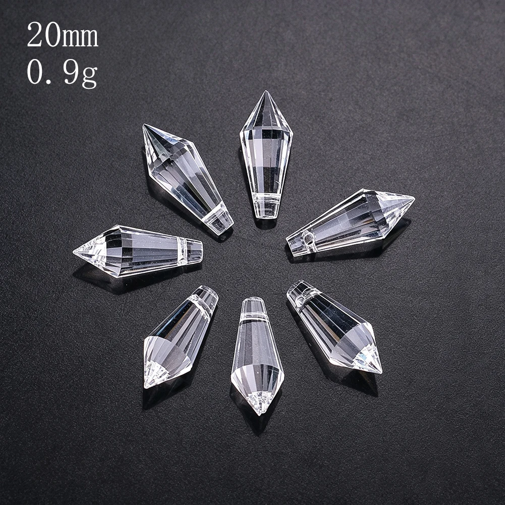 10PCS Transparent Long Pointed Beads Multi-faceted Glass Crystal DIY Earrings Necklace Hair Accessories Fashion Jewelry Making