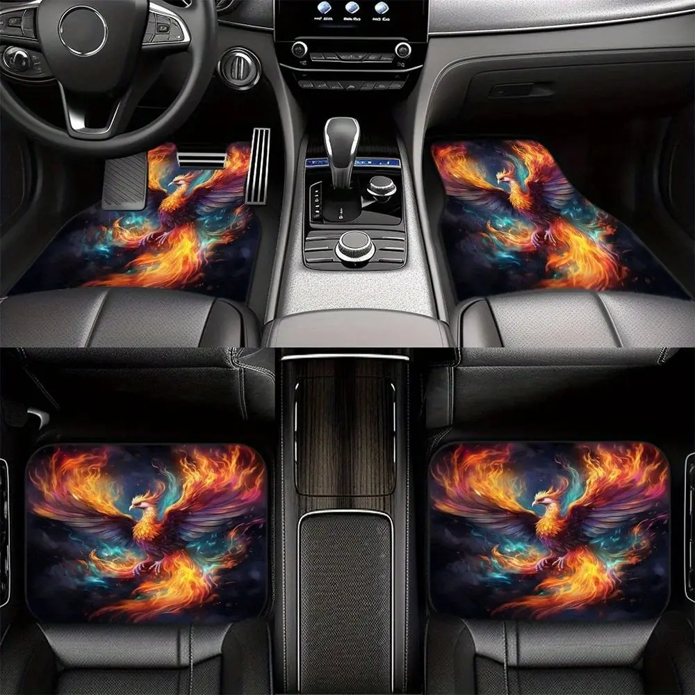 Bohemian Retro Style Lint-free Car Antifouling Easy Clean Floor Mats Home Sedan Decor Carpet Non-slip Soft Four-piece Set Rug