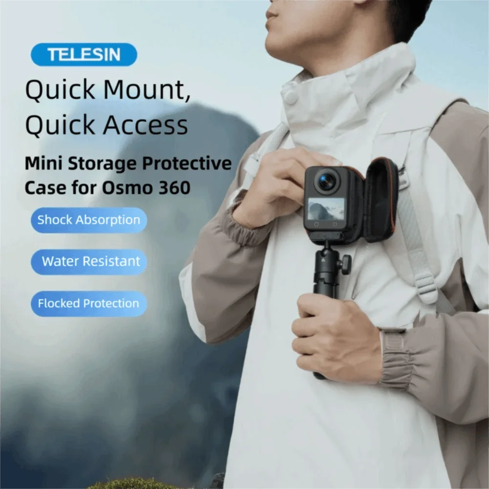 

New Waterproof Storage Bag with Hook PU Leather Carrying Case Portable Shockproof Protective Cover for DJI Osmo 360 Travel