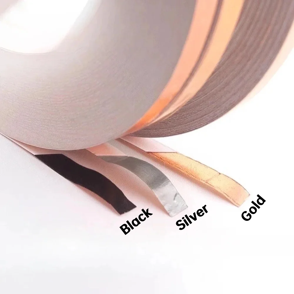 3Pieces x 33m Black/Silver/Gold Backed Copper Foil for Stained Glass Hand Foiler Supplies Craft Art Tools