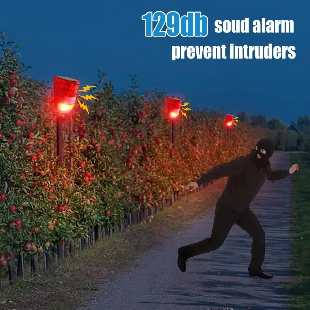 Waterproof Solar Alarm Rechargeable Multifunctional Solar Charging Alarm Sound Alarm Animal Deterrent Solar Lamps