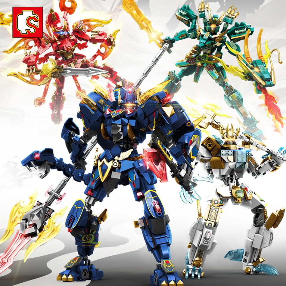 

SEMBO 2 формы, Божественный зверь, мейча цинлун, модель дракона, строительные блоки, DIY бронированный робот, кирпичи, игрушки для детей и взрослых, подарок