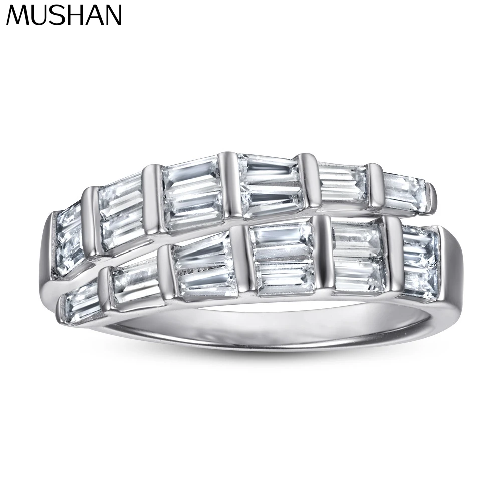 MuShan Brand Jewelry 925 Sterling Silver Ring Zircon 5A Grade Emerald Vacation for Wife 18K Rose Gold Plated Fine Jewelry Rings