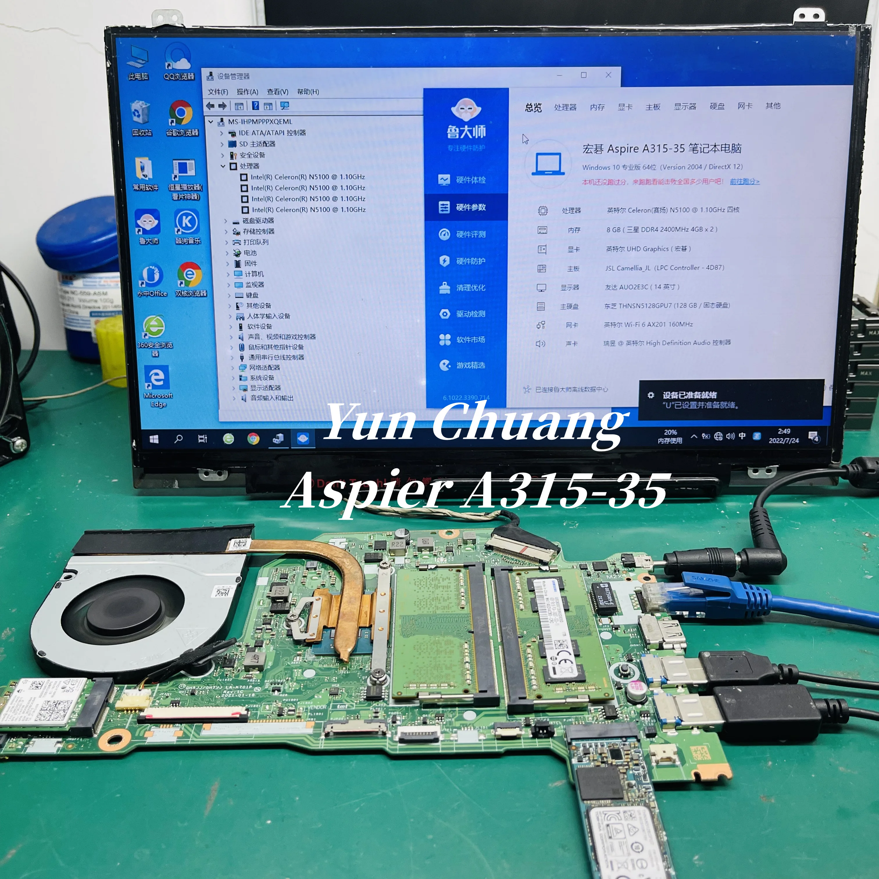 Imagem -02 - Placa-mãe do Portátil para Acer Aspire Nba6l11002 Gh5jj Gh711 La-k701p A31535 A115-32 Extensa 215-32 N20c5 Cpu Ddr4