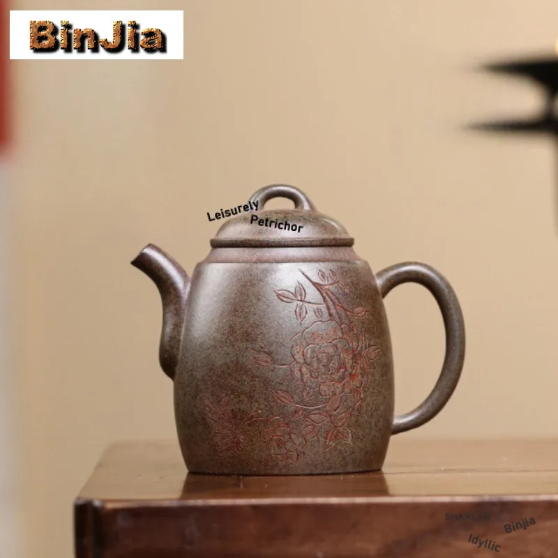 

200 мл креативные чайники из фиолетовой глины Исин ручной работы, горшок Цинь Квань, сырая руда, грязевой чайник, чайный сервиз Цзыша, посуда, ремесло