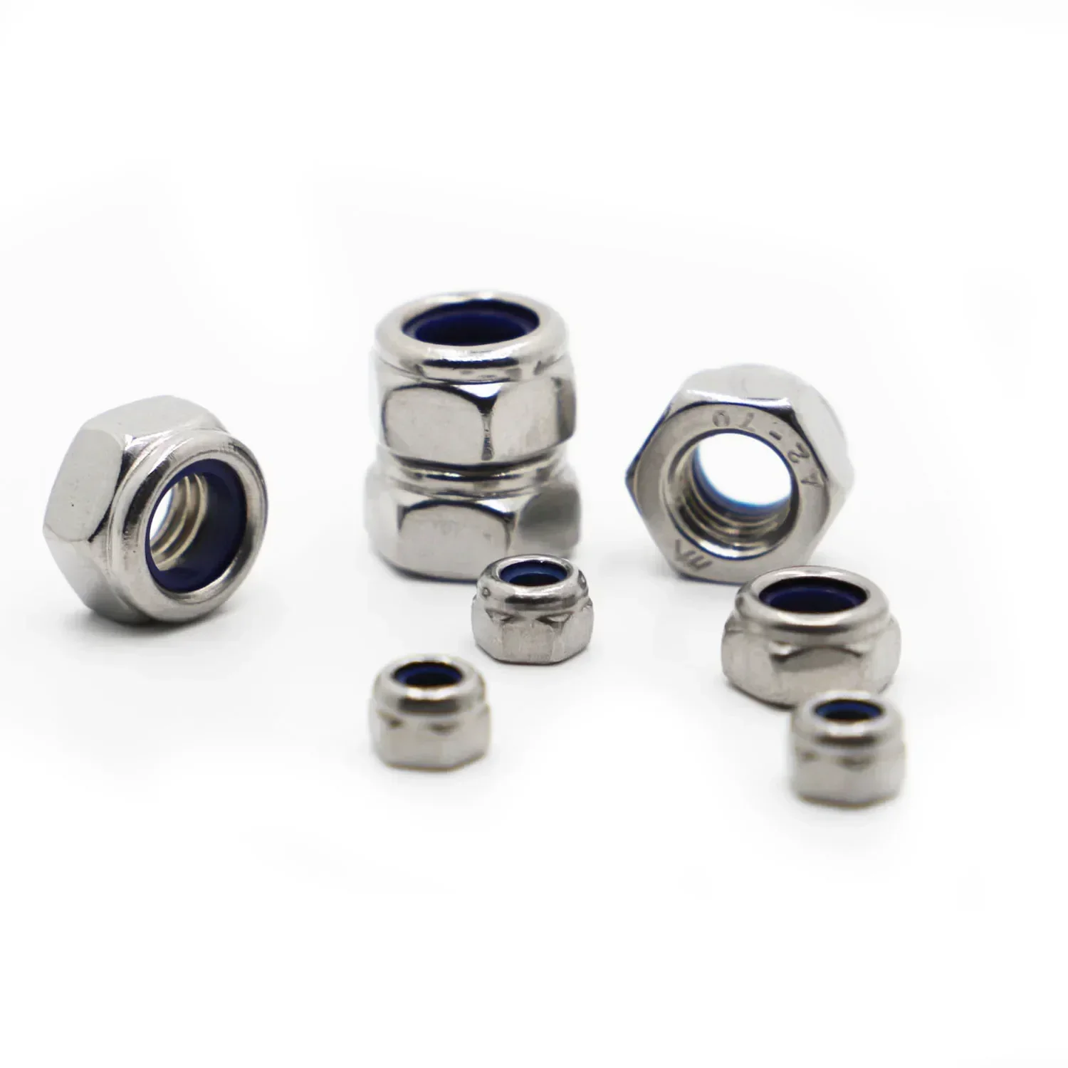 M2 M2.5 M3 M4 M5 M6 M8 M10 M12 M16  304 Stainless Steel DIN985 Hex Hexagon Lock Slip Nylon Nut Self-locking Nylock Nut Locknut