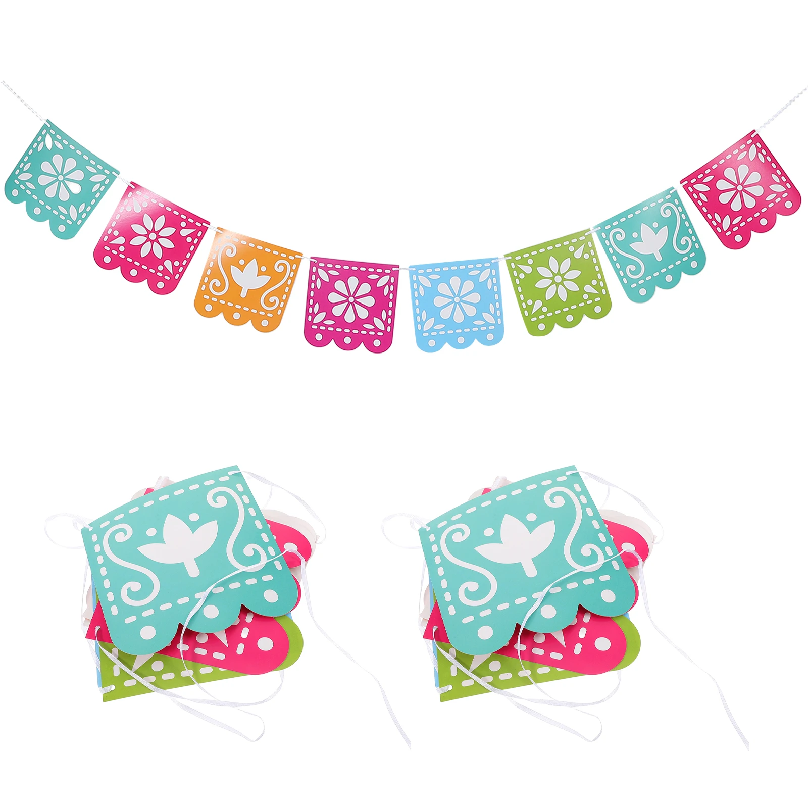 

3 set Party Flags Cards Festival Banner 3 Sets Day of Dead Decor Garland Banners Paper Mexican Hanging Fiesta Themed
