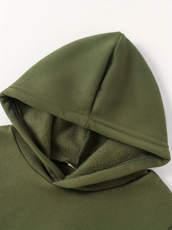 طقم هوديي من الصوف مطبوع عليه دب بسحاب للأطفال حديثي الولادة وسروال عصري غير رسمي (خريف/شتاء)