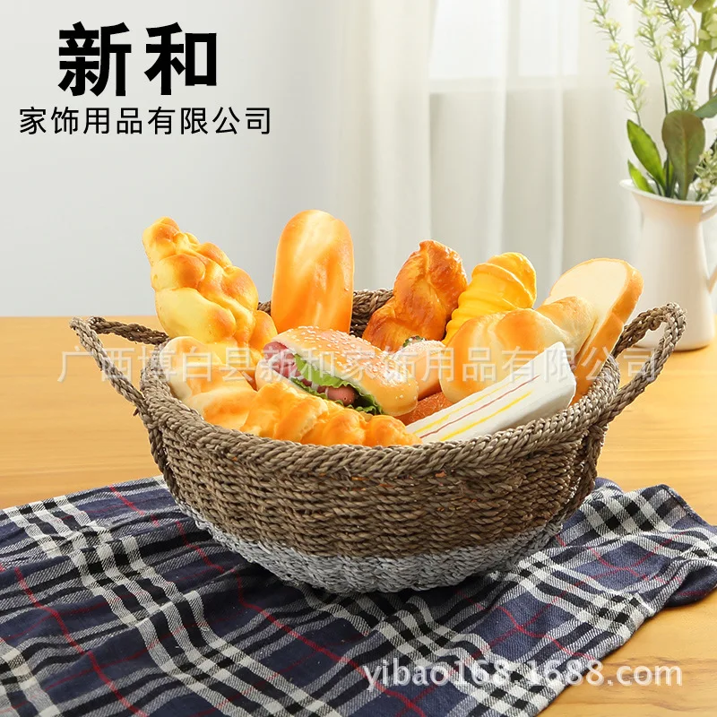 Seaweed weaving storage box, storage box, storage basket, straw tabletop arrangement, rattan basket, pastoral straw bread basket