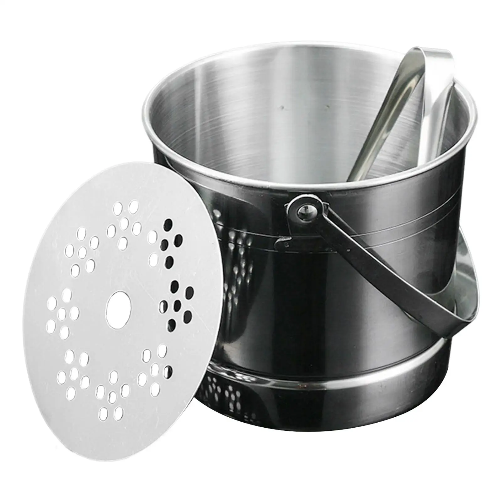 1L Stainless Steel Ice Bucket Ice Barrel with Clamp for Party Bar Height 12.5cm with Carry Handle Durable Ice Cube Container