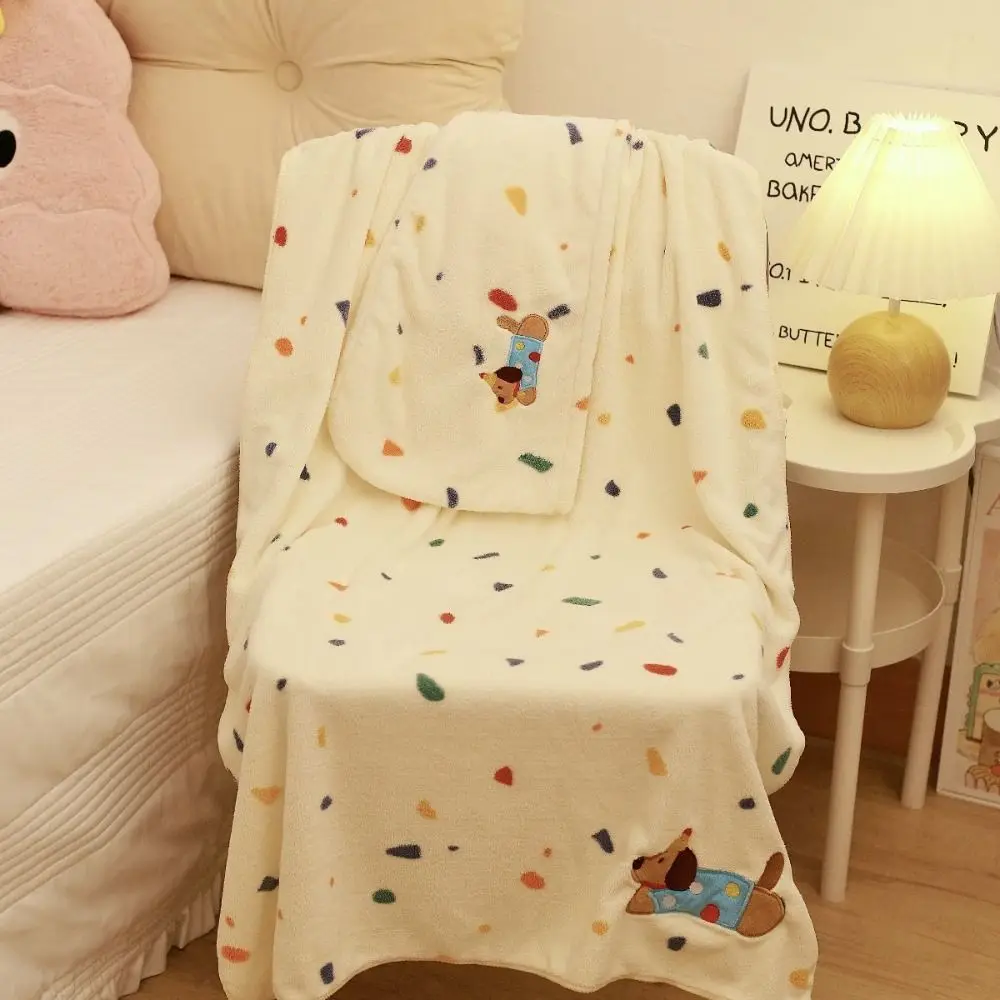 

Cartoon Puppy Coral Fleece Bath Towel Absorbent Thickened Pool Towel Large Size Quick Dry Hair Drying Towel Daily Use