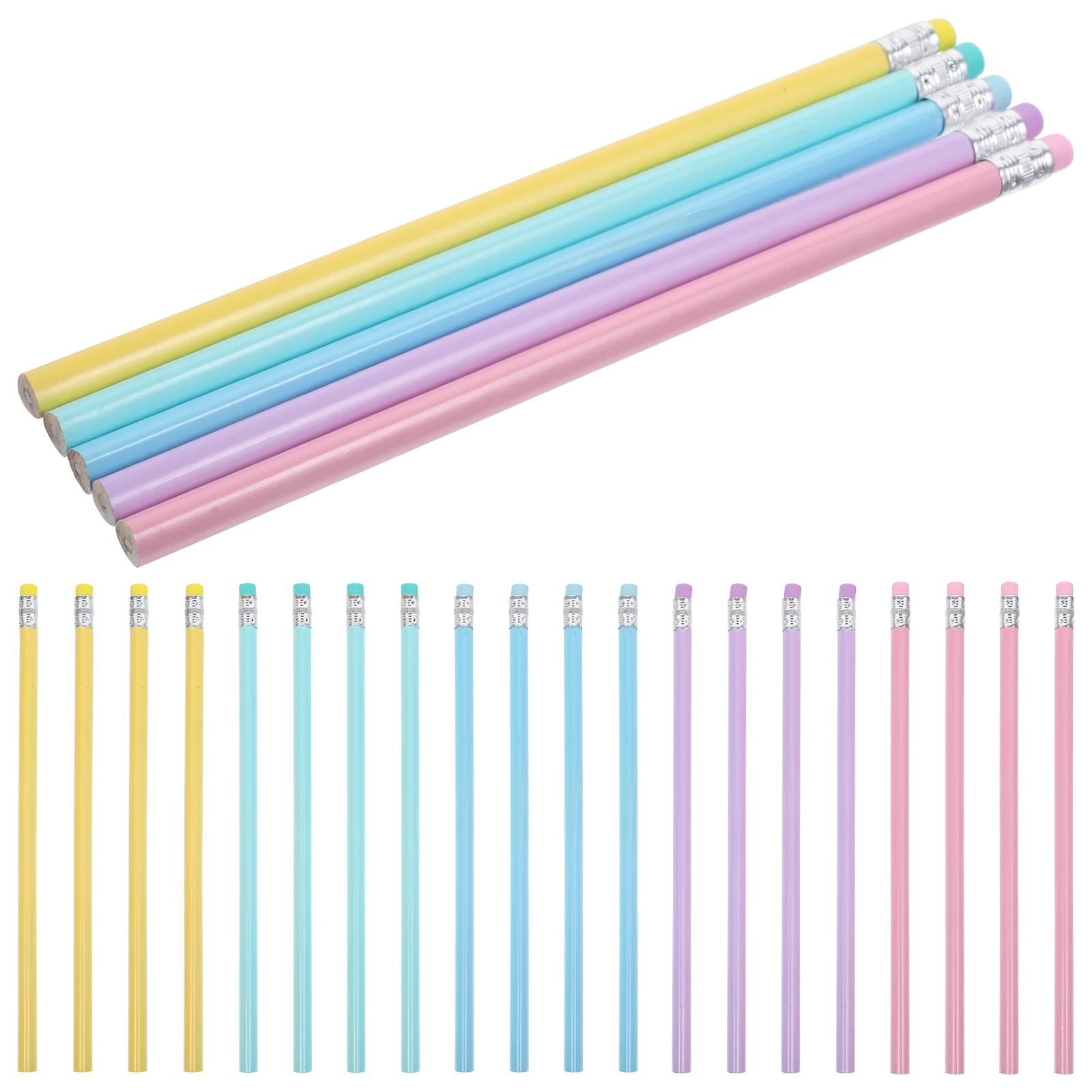 Macaron Ribbon Wipe Head Hb Triangular Pole Writing and Painting Posture Correction Student Pencil 50 Pieces Wood Pencils