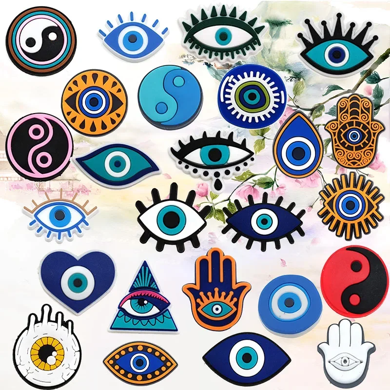 

Shoe Charms for Crocs Accessories Eye Symbol Shoes Charm for Croc Decorations Pins Men Accessory Jeans Woman Clogs Clips Badges