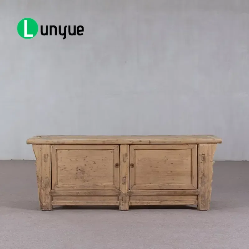 Low Antique Solid Wood Cabinet Multi Purpose Household Storage Box Eco Friendly Durable Handmade Furniture For Living Room