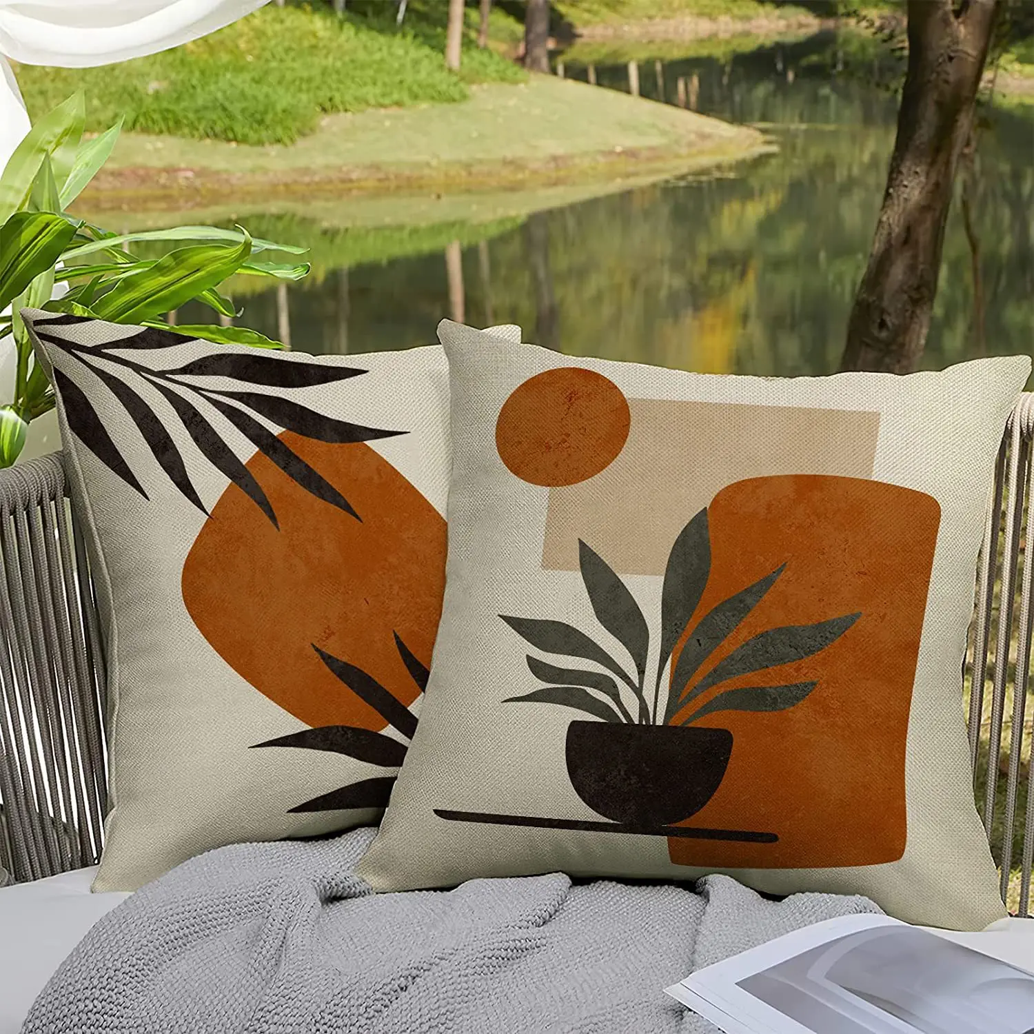 

Abstract Style Pillow Case Linen Pillow Cover Bedroom Pillow Cushion Special Sofa Pillows Home Decoration 45*45cm 4 Pieces