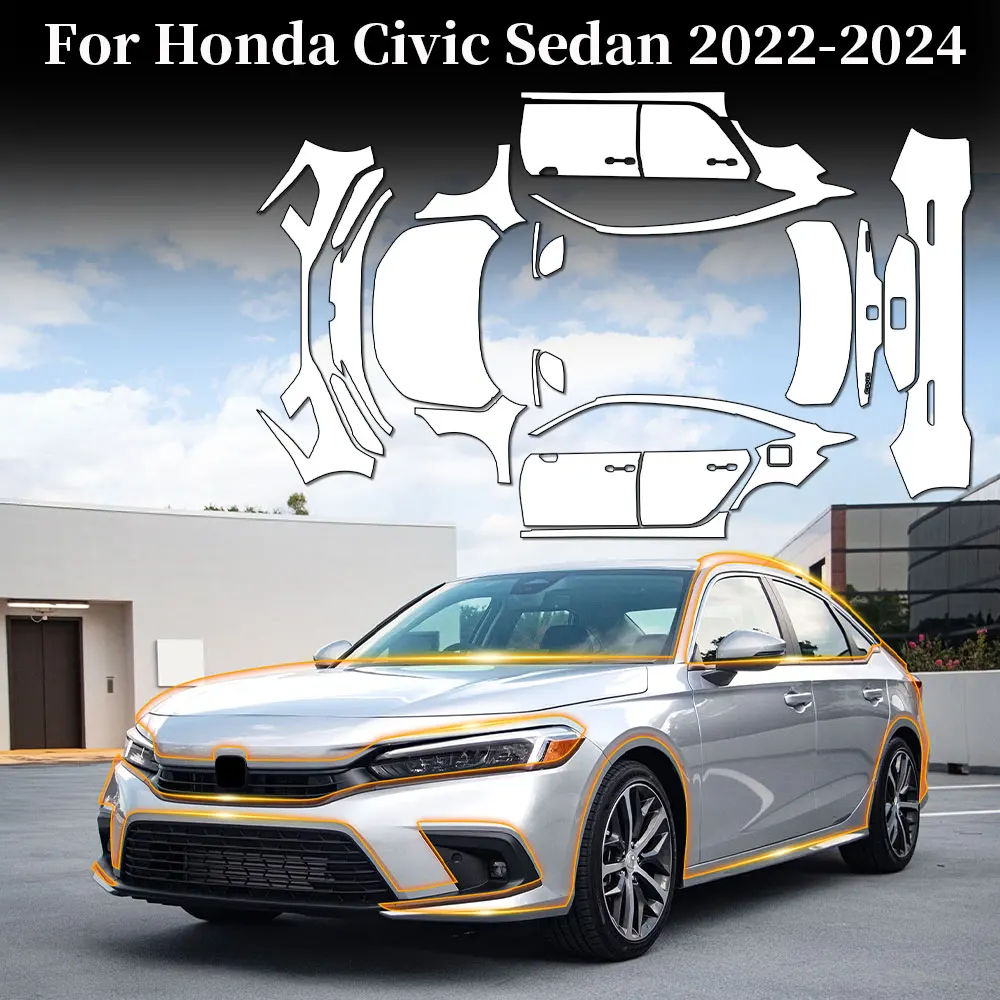 

For Honda Civic Sedan 2022-2024 9Mil Anti-scratch TPU Paint Protection Film Car Body Bra Resistant Kit Clear PPF Car Accessories