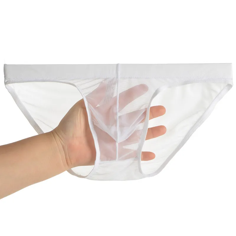 Men's Sexy Brief Underwear Gays Erotic Low Waist U Convex Pouch Tanga Ultra-thin Mesh Transparent Quick Drying Cool Feel Mankini