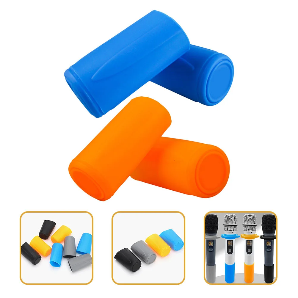 

4Pcs Anti-Drop Cover for Microphone Silicone Bottom Sleeve Skidproof Handheld Mic Protection Ktv Stage Performance Use