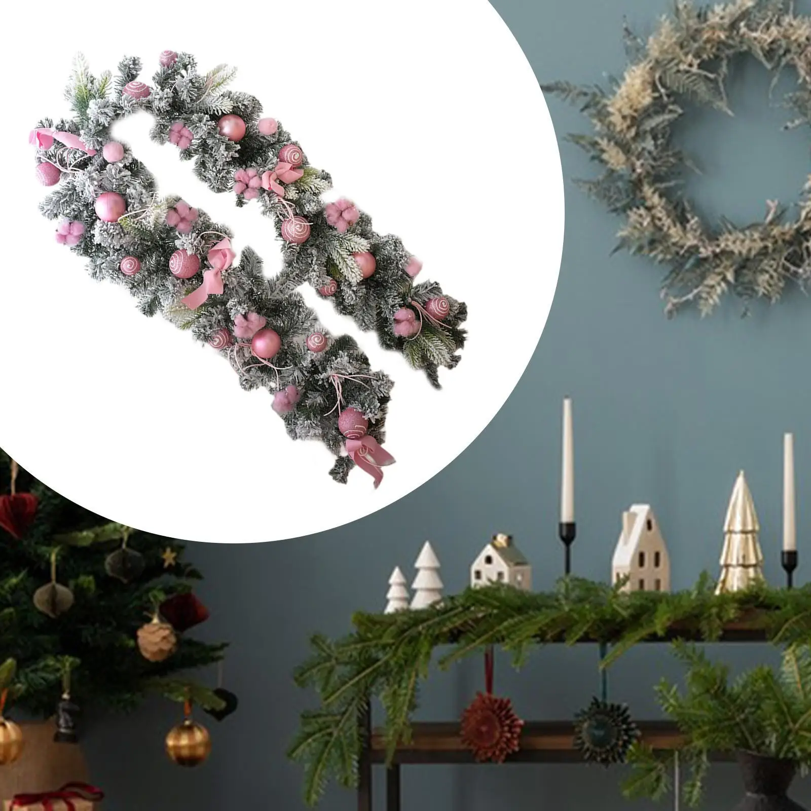 Christmas Garland Decorative Realistic Multifunction Artificial Garland for Photo Props Indoor Winter Activities Christmas Wall