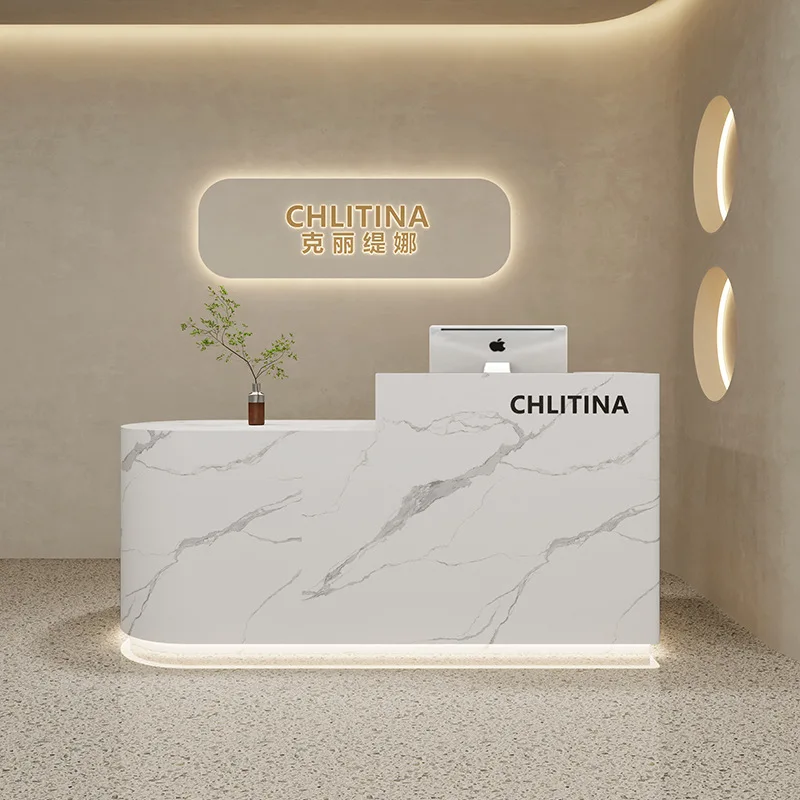 Modern Luxury Clothing Store Cashier Counter, Small Beauty Salon Reception Desk, Women's Boutique Lacquer Bar Table & Front Desk