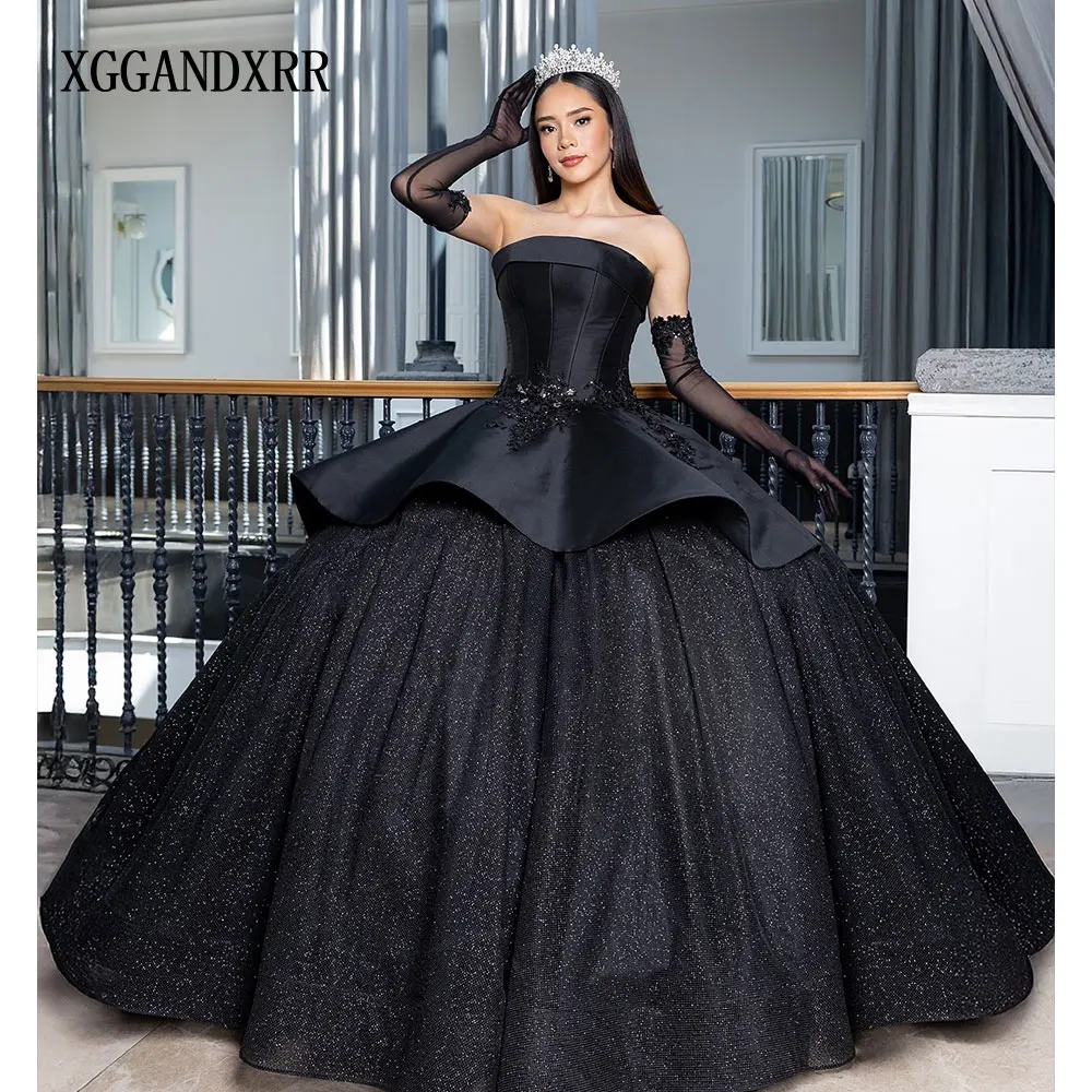 Customized Black Ball Gown Quinceanera Dresses 2026 Sparkling Fabric Vestidos De 15 Quinceañera Princess Sweet 16 Birthday Gala