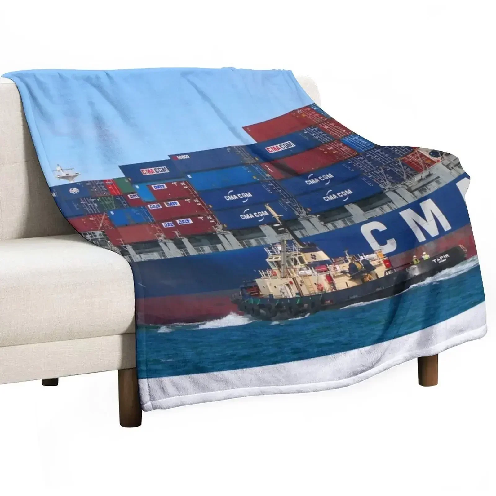 Container cargo ship Throw Blanket for sofa wednesday Tourist heavy to sleep funny gift Soft Blankets