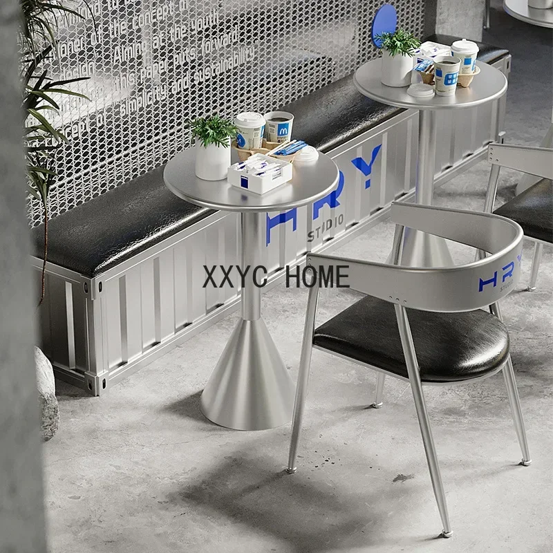 Combination Industrial Style Dining Table and Chair Retro Coffee Shop Bar Table and Chair Deck Sofa Combination