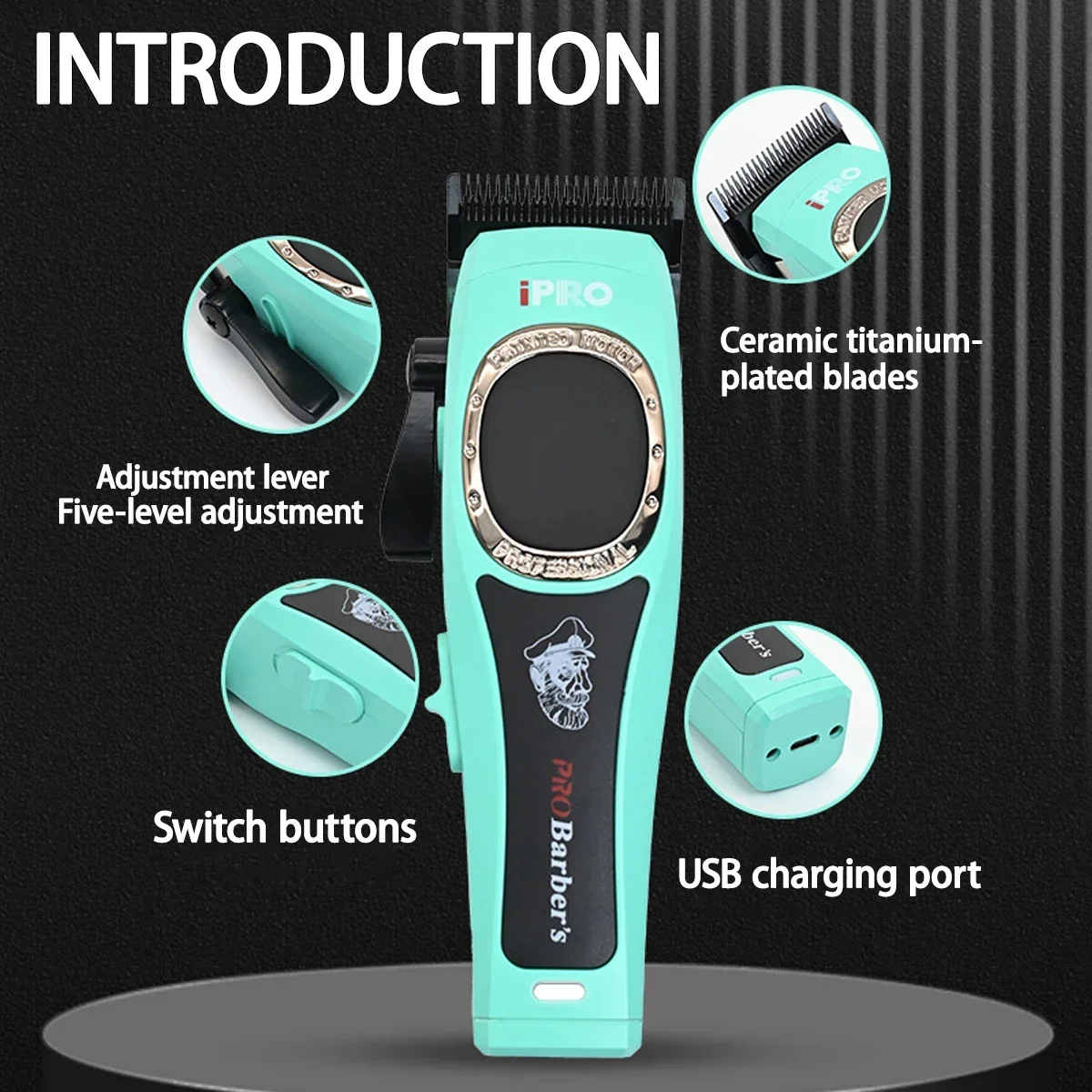 Professional Men's Hair Clipper 7500RPM Gradient Barbershop Hair Trimmer DLC FADE Blade 2600mAh Salon Tools S1093