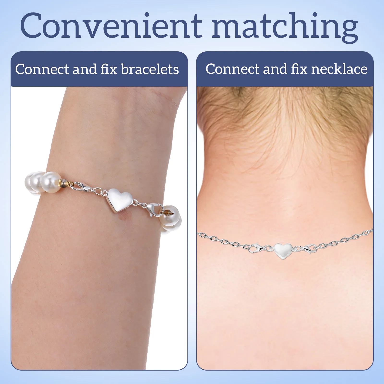 

2 Pcs Heart Shaped Magnetic Clasp Silver 925 Lobster Clasp Sturdy Material Necklace Bracelet Jewelry Making Clasps