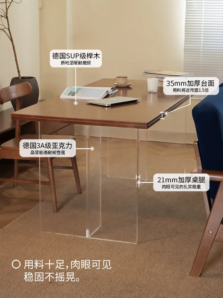Anzaiye full solid wood beech acrylic suspended dining table 1.4 meters 1.6 m1.8 m 2  rectangular small househo