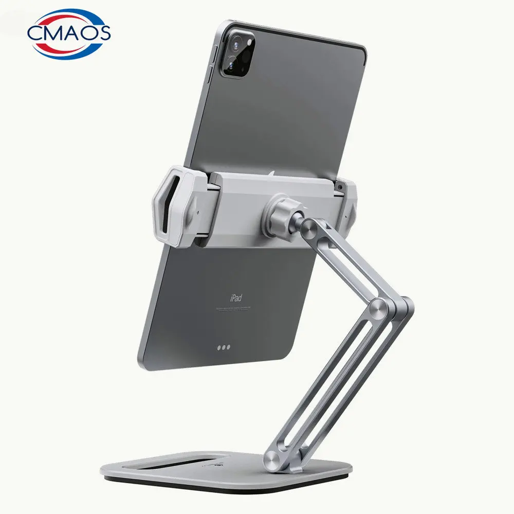 Foldable Tablet Stand Three Shaft Design Multi Angle Adjustable Tablet Support Desktop Aluminum Hands Free Cell Phone Holder