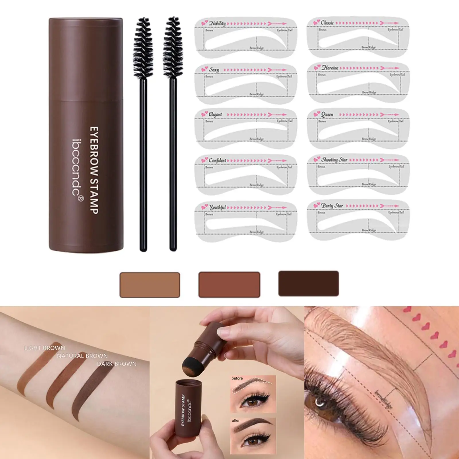 Kit para dar forma al sello de cejas, juego de maquillaje construible, definidor para mujeres, sello para cejas, sello en polvo para cejas, pinceles para lápiz de cejas