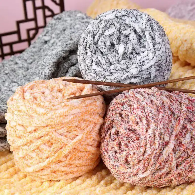 1Pc 100g Colorful Velvet Yarn for Hand Knitting Crochet Chenille Yarn Thick Line Crocheting Slipper Bag Amigurumi Blanket Thread