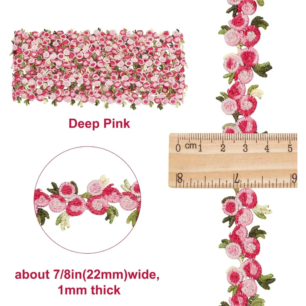 5 Yards Flower Trim Ribbon Floral DIY Lace Applique Sewing Craft Lace Edge Trim for Wedding Dresses Embellishment DIY Party