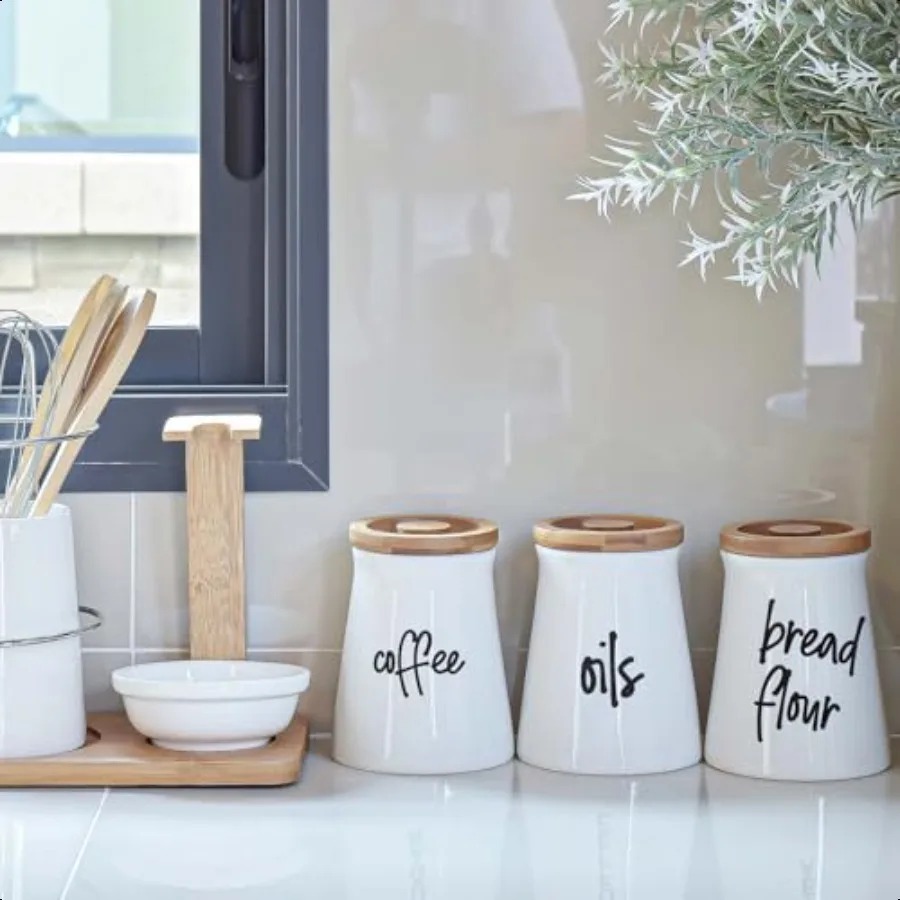 168 قطعة من ملصقات مخزن لحاويات تخزين المواد الغذائية، ملصقات مقاومة لزيت الماء مطبوعة مسبقًا لمرطبانات تنظيم المطبخ B