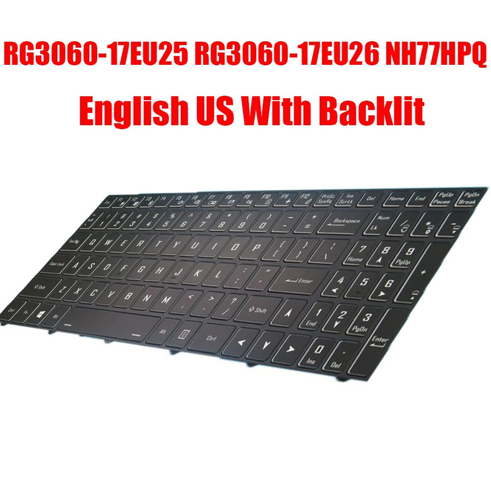 

English US Black With Backlit New Laptop Keyboard For Dream Machines RG3060-17EU25 RG3060-17EU26 NH77HPQ