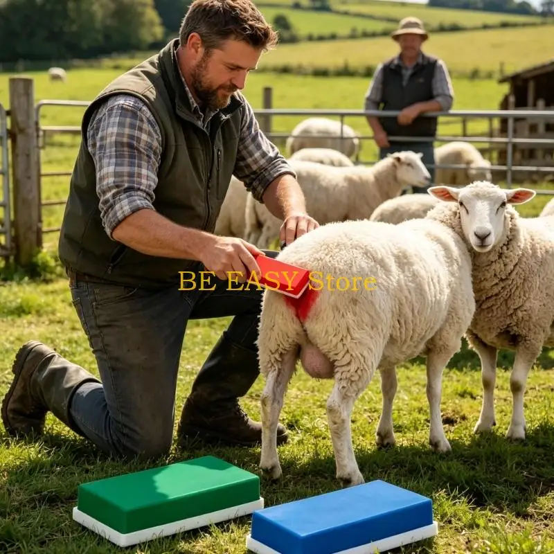 E28F Sheep Breeding Marker Inserts, 3 Pack in Red, Blue, and Green to Support Visible Identification, Routine Sheep Grouping,