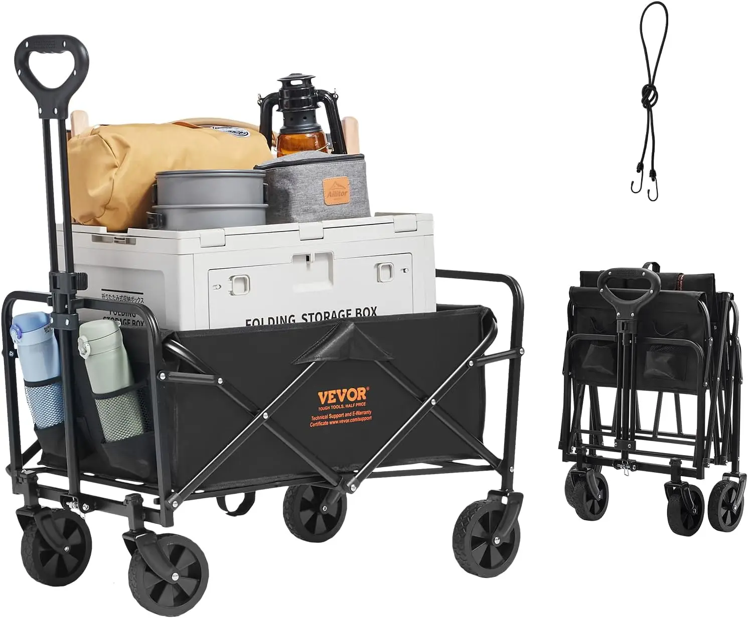 

Heavy Duty Collapsible Folding Wagon Cart with Wheels, 220lbs Capacity for Outdoor Camping and Groceries