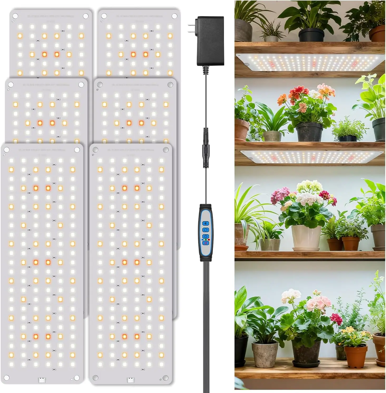 

Full Spectrum LED Grow Light with Timer, Dimmable Modes for Indoor Plants, Seedling to Flowering
