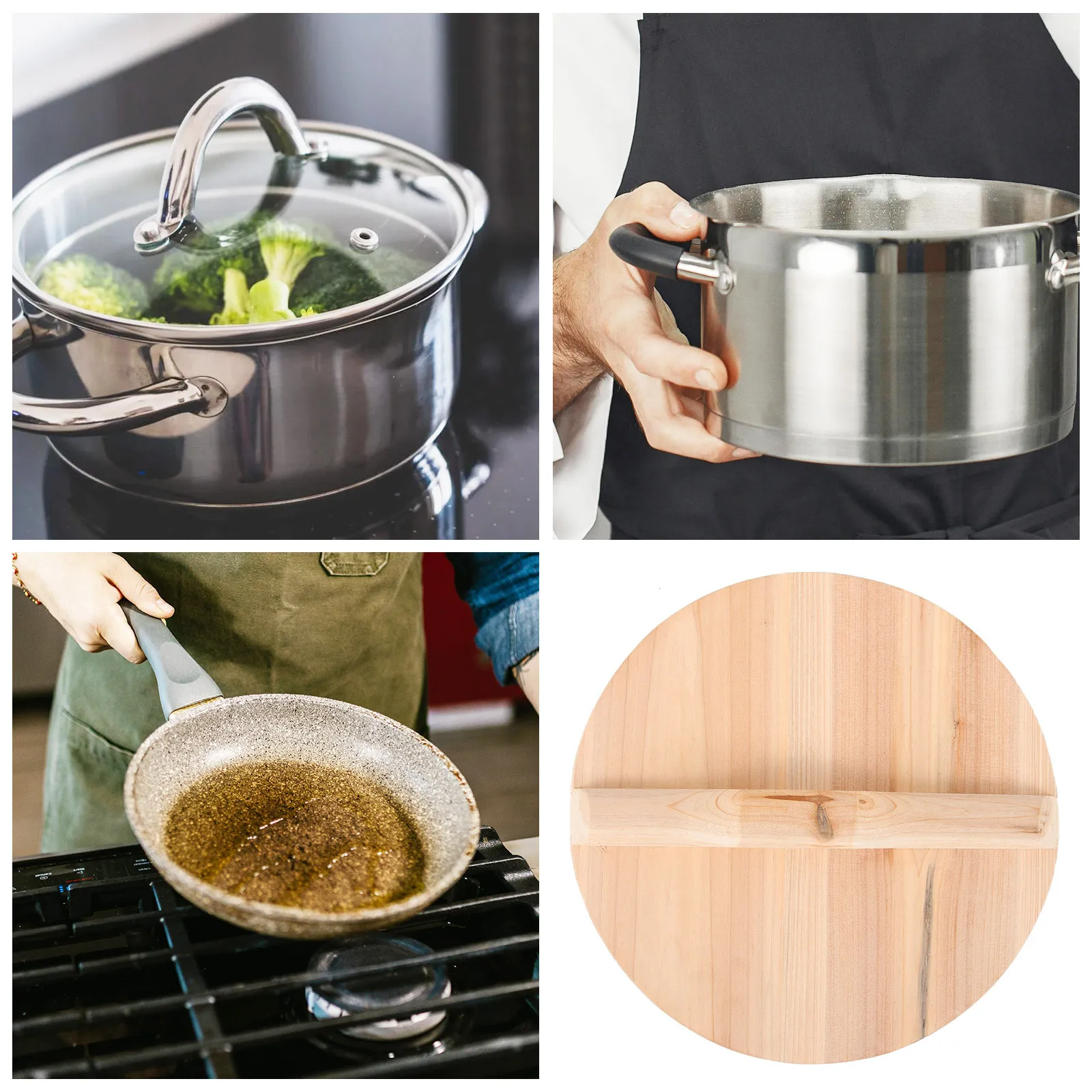 

Wooden Wok Lid Lightweight Wood Pot Cover Smooth Anti-Scalding Kitchen Protective Lid Household Cooking Tool Wooden Wok Cover