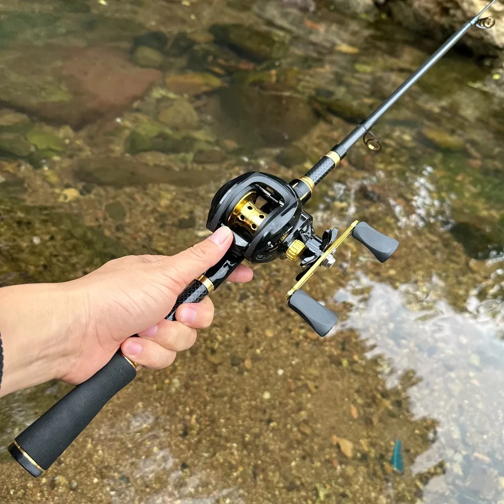 Combo de pesca telescópico – Caña de fibra de carbono + carrete baitcasting - imagen 5
